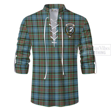 Brisbane Tartan Ghillie Kilt Shirt with Family Crest Celtic Skull Style