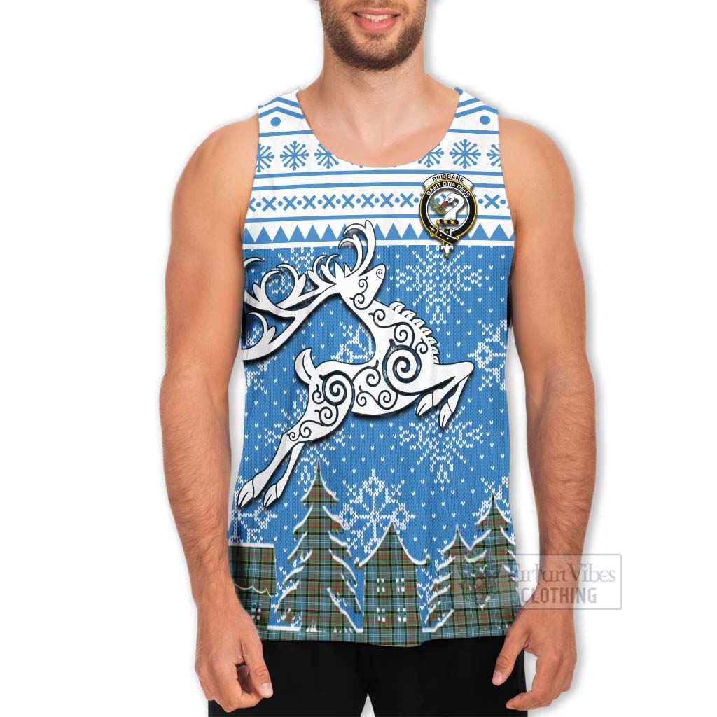 Tartan Vibes Clothing Brisbane Clan Christmas Men's Tank Top Celtic Reindeer Style