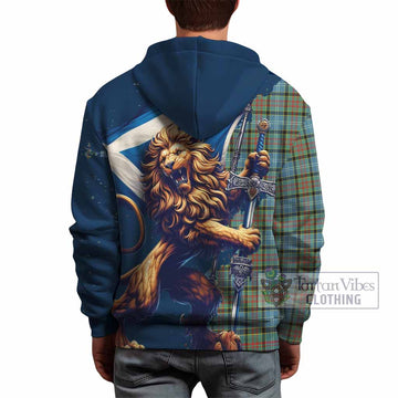 Brisbane Tartan Family Crest Hoodie with Scottish Majestic Lion