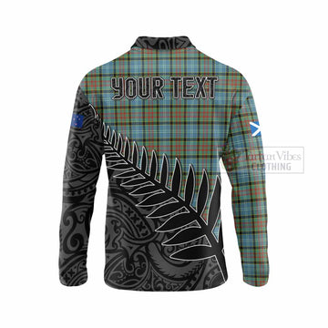 Brisbane Crest Tartan Long Sleeve Polo Shirt with New Zealand Silver Fern Half Style