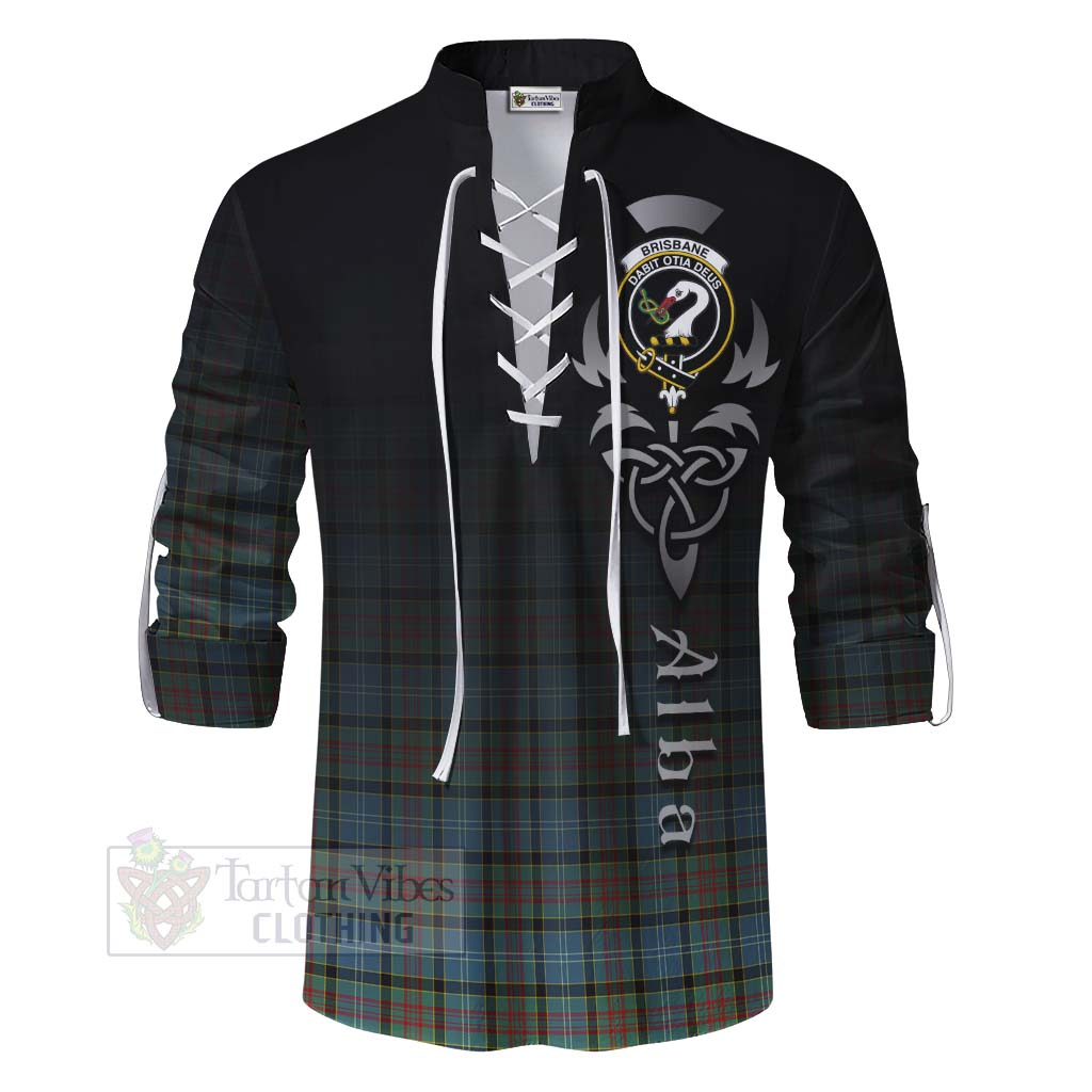 Tartan Vibes Clothing Brisbane Tartan Ghillie Kilt Shirt Featuring Alba Gu Brath Family Crest Celtic Inspired