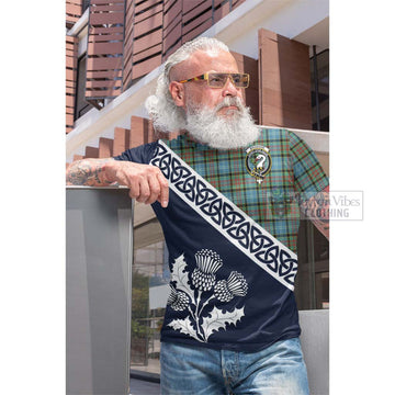 Brisbane Tartan Cotton T-shirt Featuring Thistle and Scotland Map