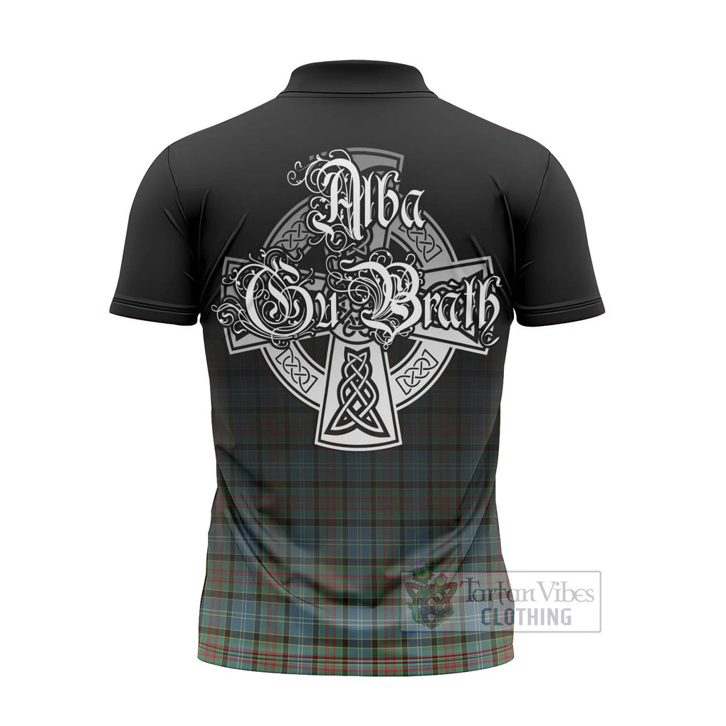 Tartan Vibes Clothing Brisbane Tartan Zipper Polo Shirt Featuring Alba Gu Brath Family Crest Celtic Inspired