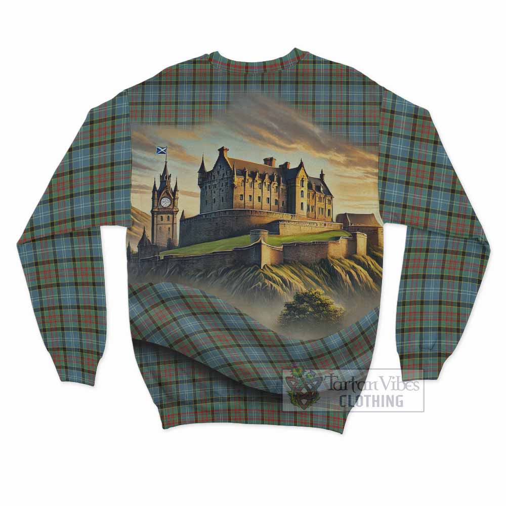 Brisbane Tartan Family Crest Sweatshirt with Scottish Ancient Castle Style - Tartan Vibes Clothing