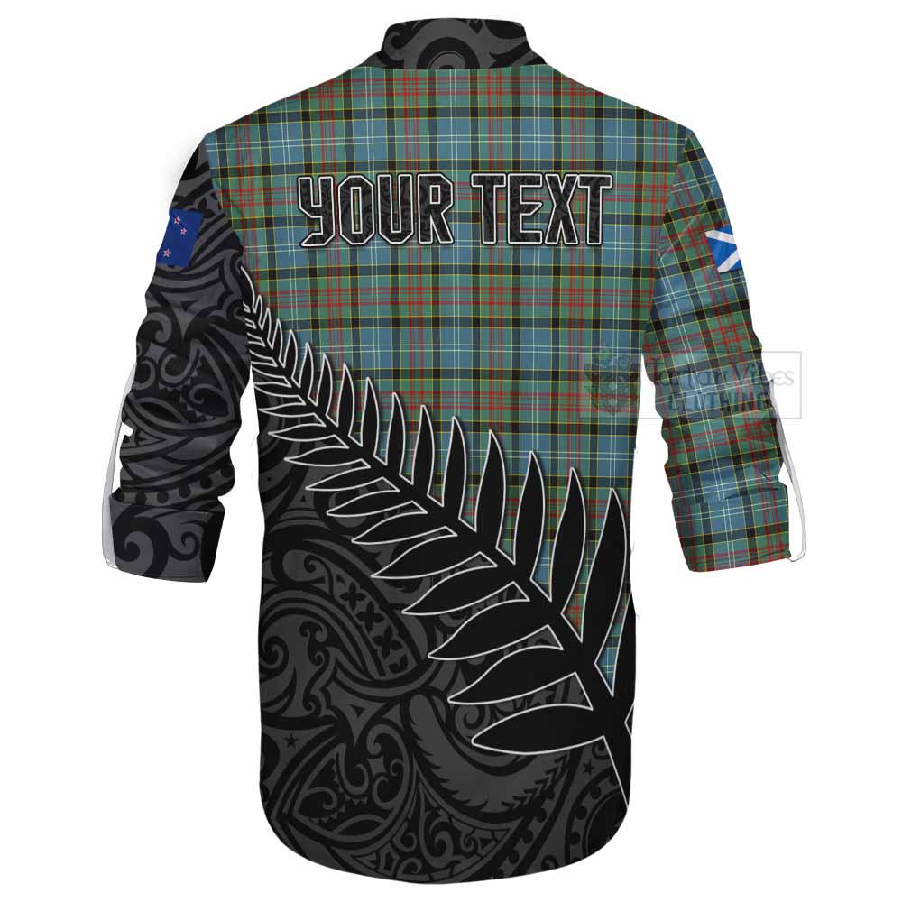 Tartan Vibes Clothing Brisbane Crest Tartan Ghillie Kilt Shirt with New Zealand Silver Fern Half Style