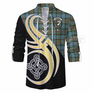 Brisbane Tartan Ghillie Kilt Shirt with Family Crest and Celtic Symbol Style