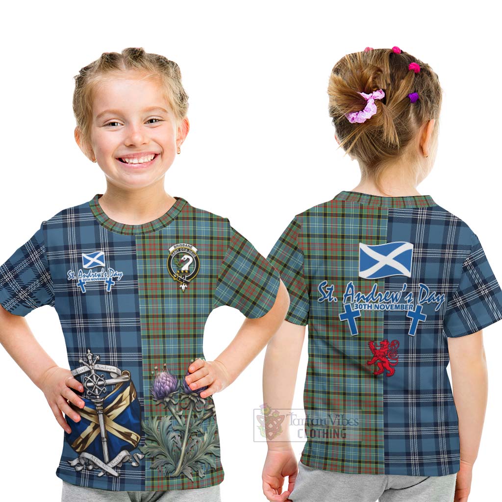 Tartan Vibes Clothing Brisbane Tartan Kid T-Shirt Happy St. Andrew's Day Half Tartan Style