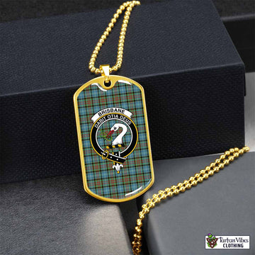 Brisbane Tartan Dog Tag Necklace with Family Crest