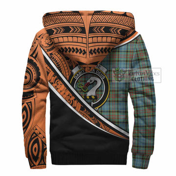 Brisbane Crest Tartan Sherpa Hoodie with Polynesian Vibes Style - Orange Version