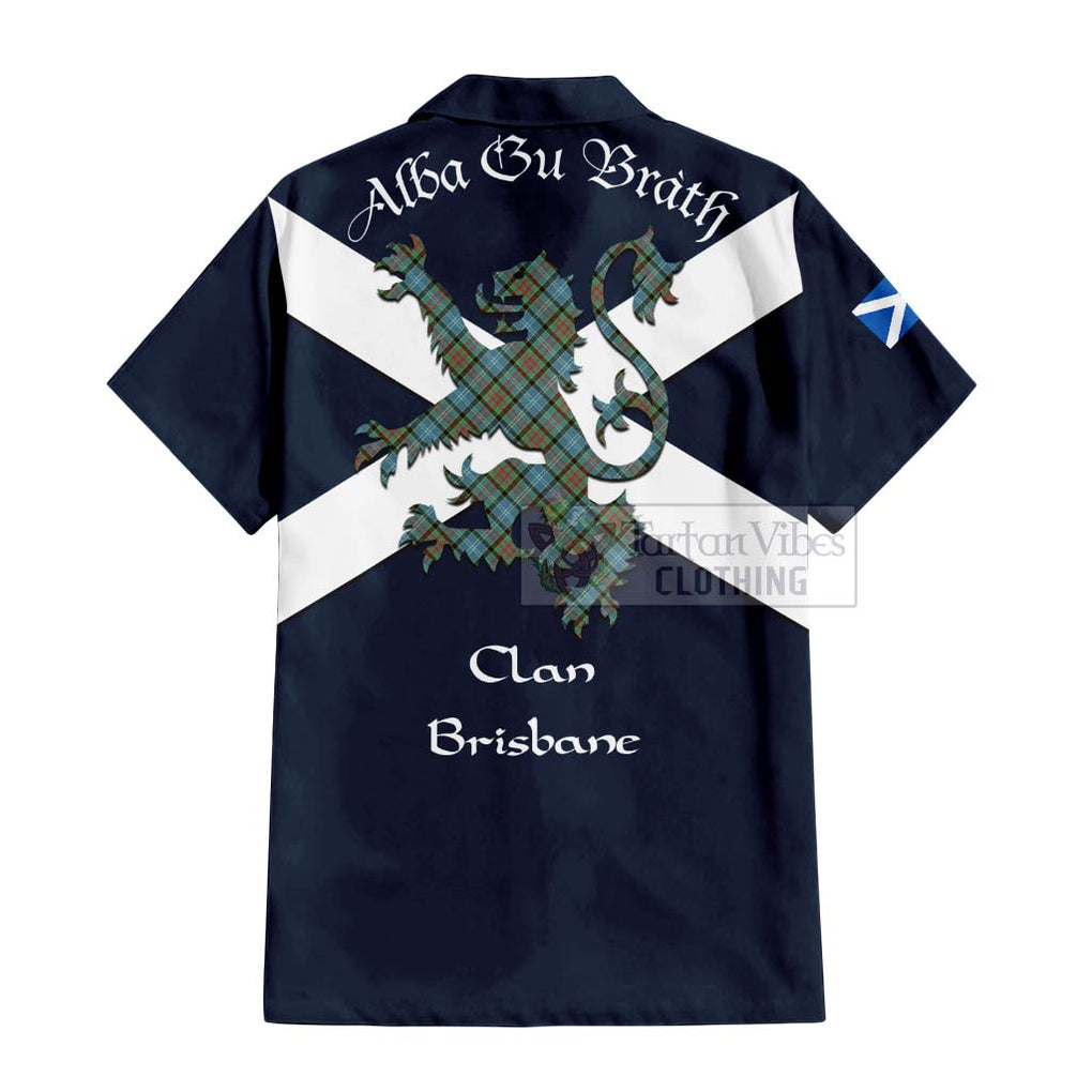 Tartan Vibes Clothing Brisbane Tartan Lion Rampant Short Sleeve Button Shirt – Proudly Display Your Heritage with Alba Gu Brath and Clan Name