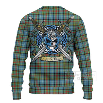 Brisbane Tartan Ugly Sweater with Family Crest Celtic Skull Style