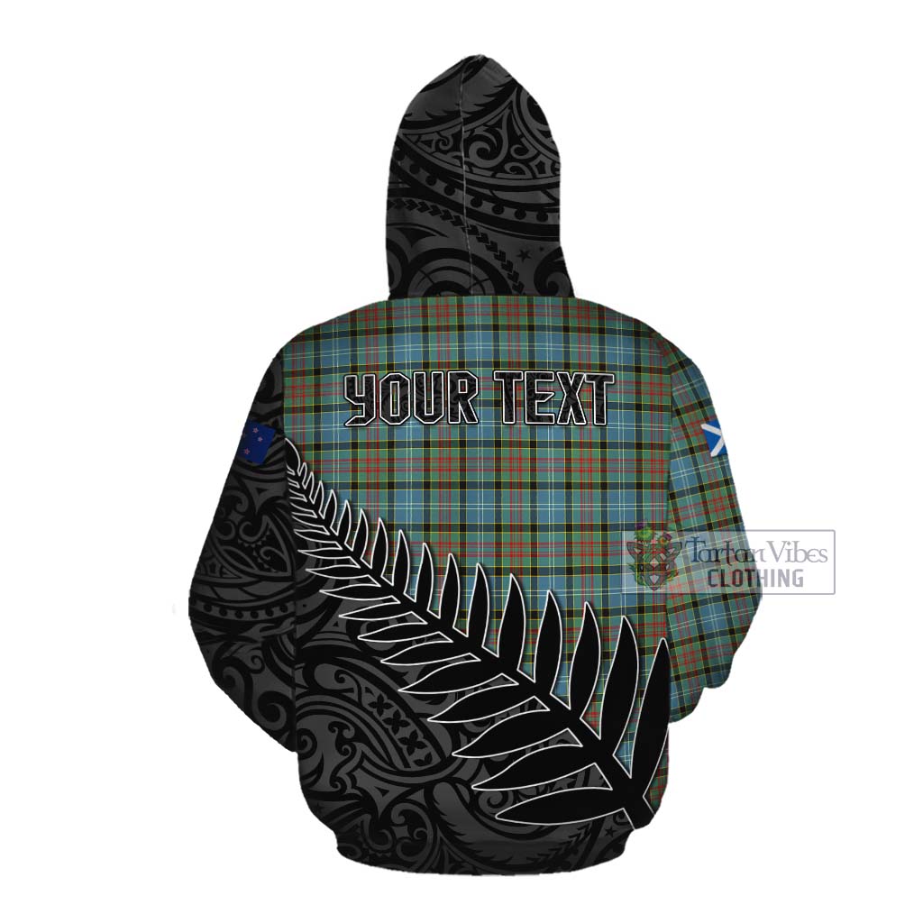 Tartan Vibes Clothing Brisbane Crest Tartan Cotton Hoodie with New Zealand Silver Fern Half Style