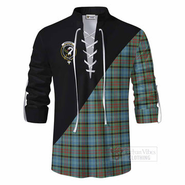 Brisbane Tartan Ghillie Kilt Shirt with Family Crest and Military Logo Style