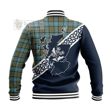 Brisbane Tartan Baseball Jacket Featuring Thistle and Scotland Map