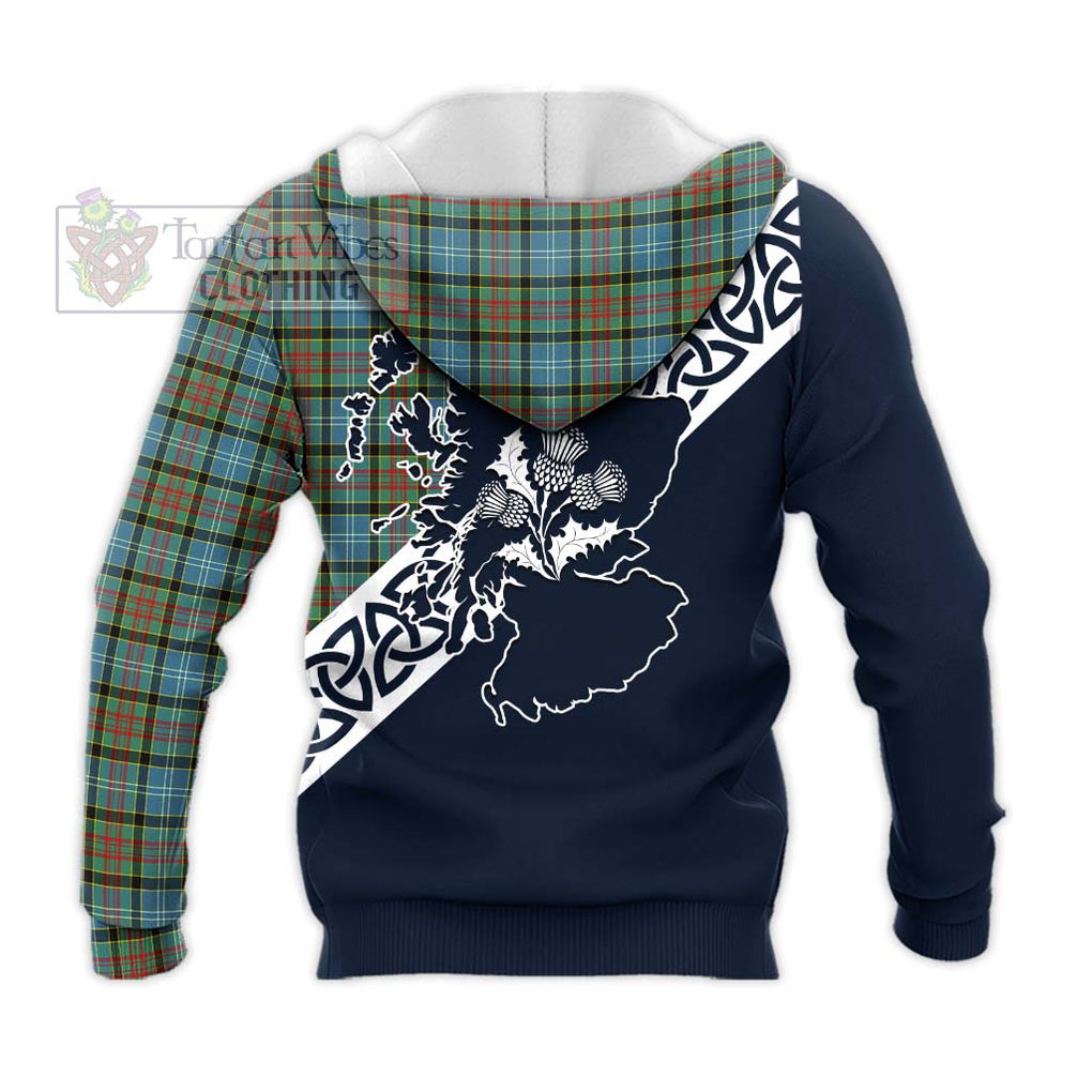 Tartan Vibes Clothing Brisbane Tartan Knitted Hoodie Featuring Thistle and Scotland Map