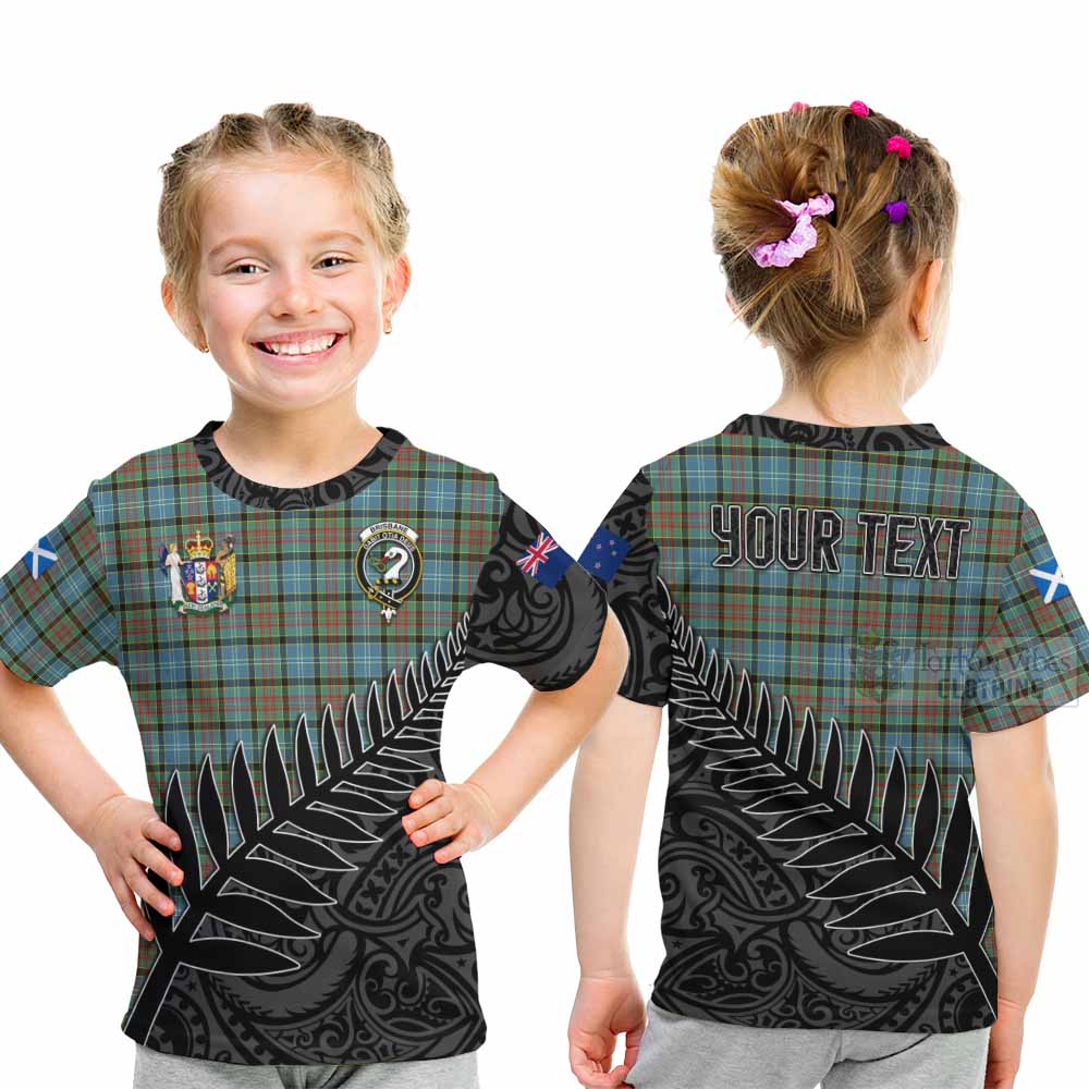 Tartan Vibes Clothing Brisbane Crest Tartan Kid T-Shirt with New Zealand Silver Fern Half Style