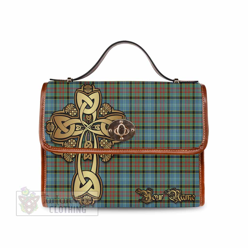 Tartan Vibes Clothing Brisbane Tartan Waterproof Canvas Bag Golden Thistle Celtic Cross Style