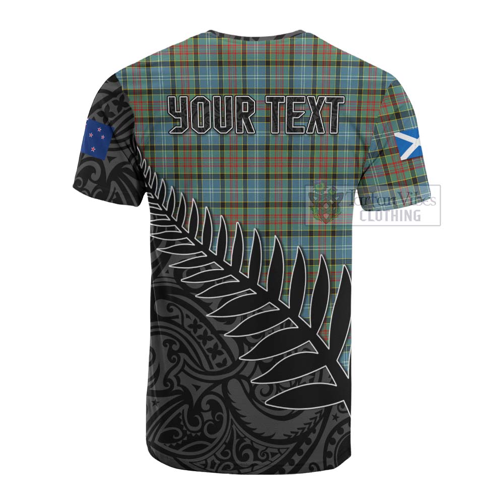 Tartan Vibes Clothing Brisbane Crest Tartan Cotton T-shirt with New Zealand Silver Fern Half Style