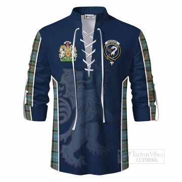 Brisbane Tartan Ghillie Kilt Shirt with Family Crest and Lion Rampant Vibes Sport Style