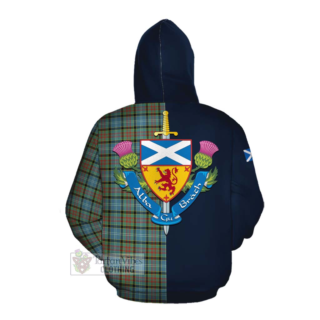 Tartan Vibes Clothing Brisbane Tartan Cotton Hoodie Alba with Scottish Lion Royal Arm Half Style