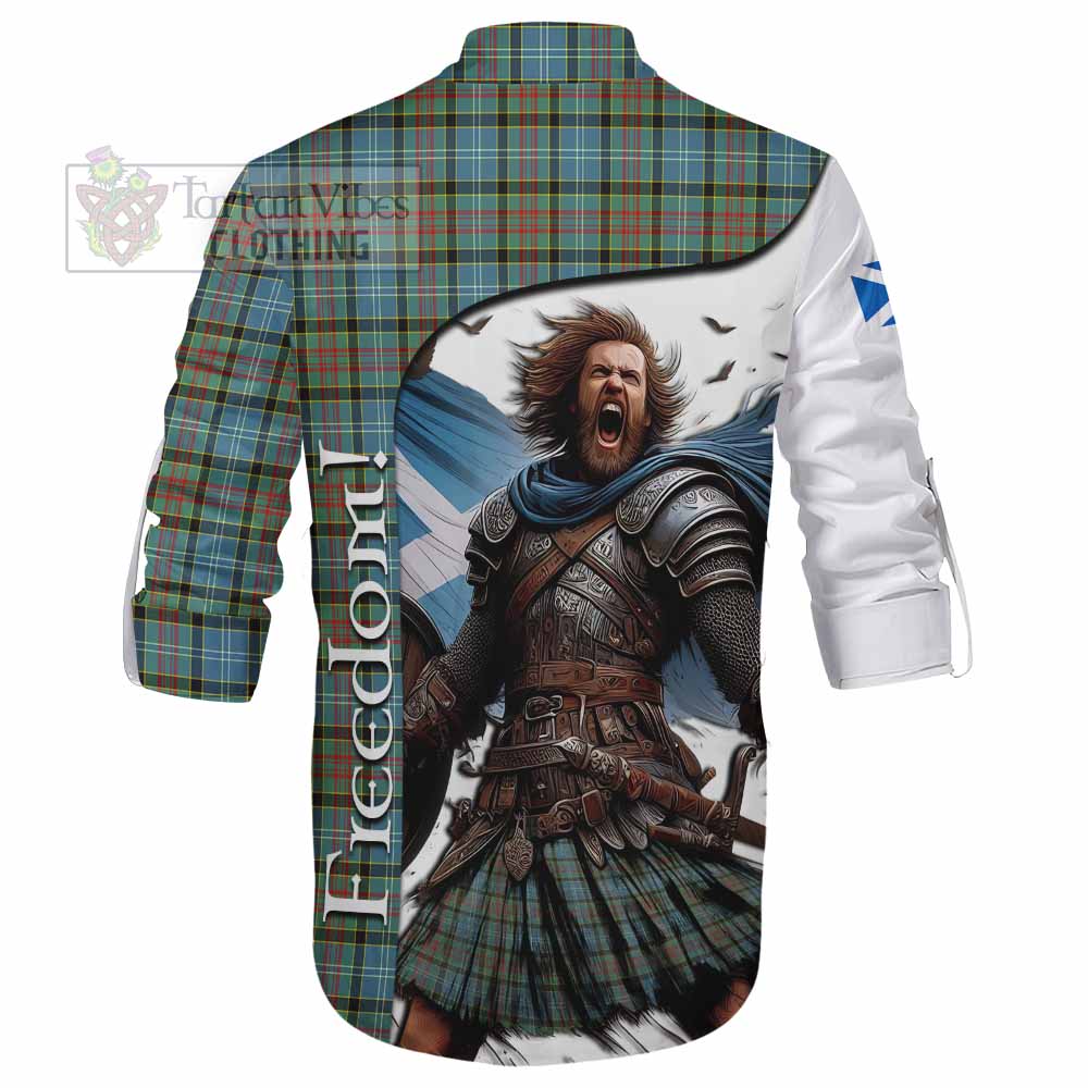 Tartan Vibes Clothing Brisbane Crest Tartan Ghillie Kilt Shirt Inspired by the Freedom of Scottish Warrior