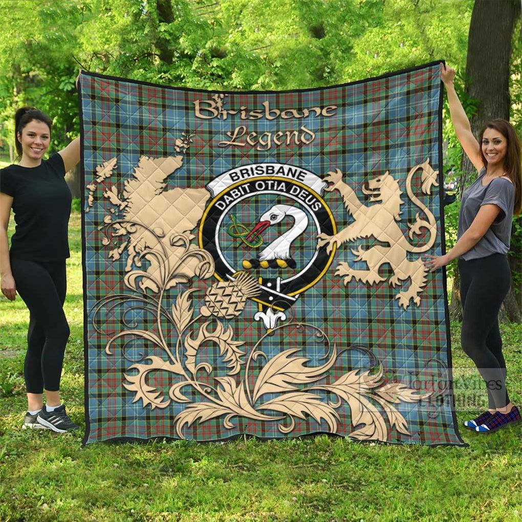 Tartan Vibes Clothing Brisbane Tartan Quilt with Family Crest and Scottish Symbol Style