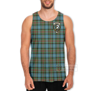 Brisbane Tartan Men's Tank Top with Family Crest Celtic Skull Style