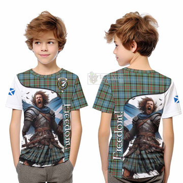 Brisbane Crest Tartan Kid T-Shirt Inspired by the Freedom of Scottish Warrior