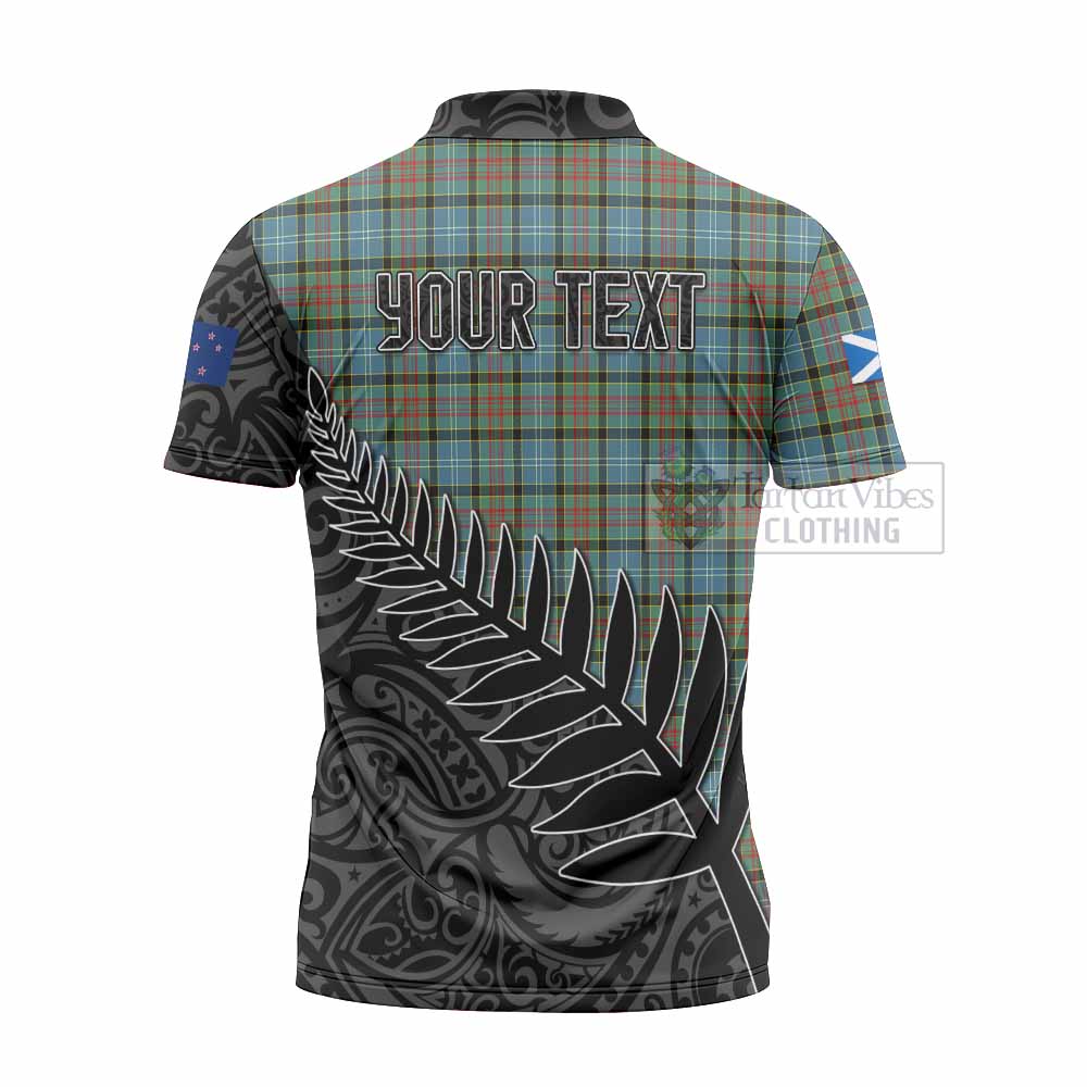 Tartan Vibes Clothing Brisbane Crest Tartan Zipper Polo Shirt with New Zealand Silver Fern Half Style