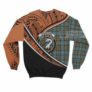 Brisbane Crest Tartan Sweatshirt with Polynesian Vibes Style - Orange Version