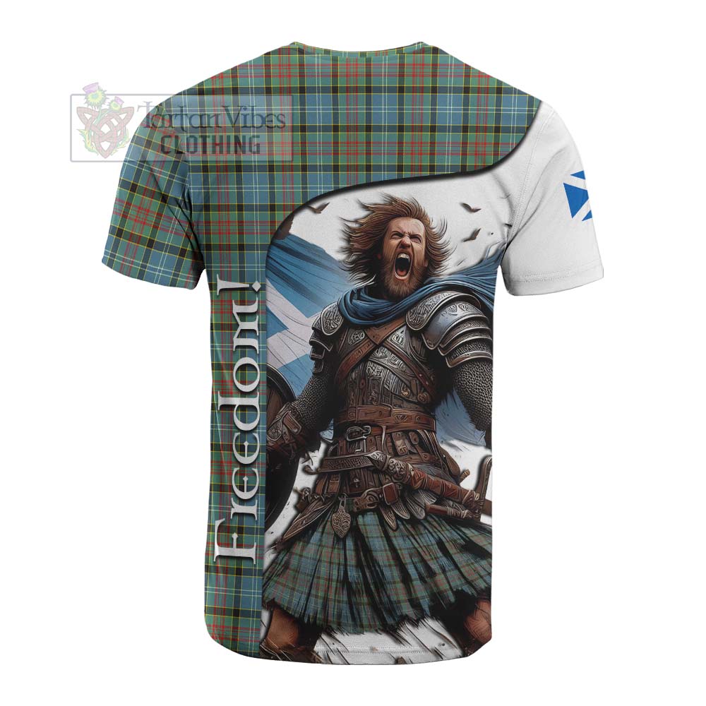 Tartan Vibes Clothing Brisbane Crest Tartan Cotton T-shirt Inspired by the Freedom of Scottish Warrior