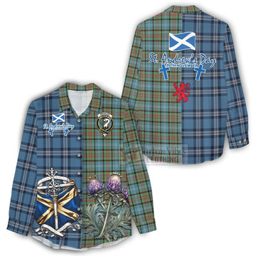 Brisbane Tartan Women's Casual Shirt Happy St. Andrew's Day Half Tartan Style