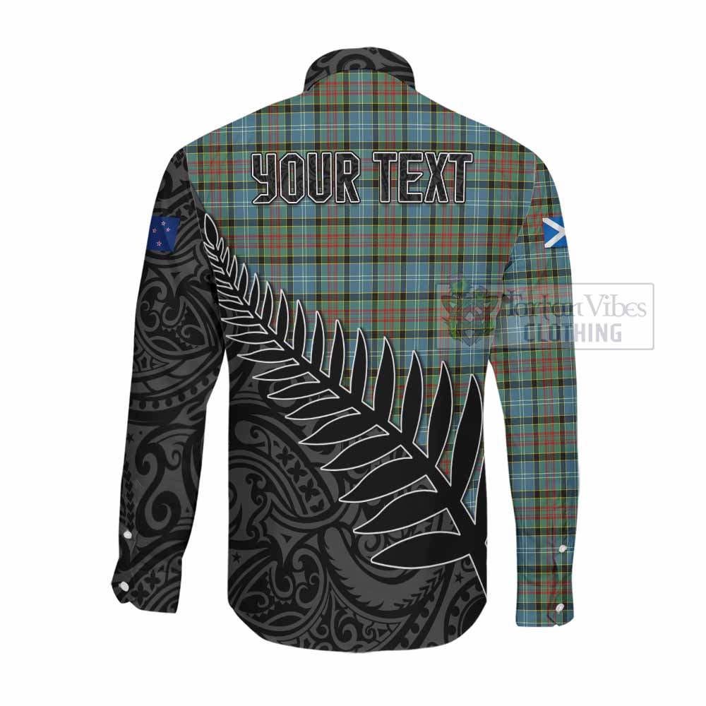 Tartan Vibes Clothing Brisbane Crest Tartan Long Sleeve Button Shirt with New Zealand Silver Fern Half Style