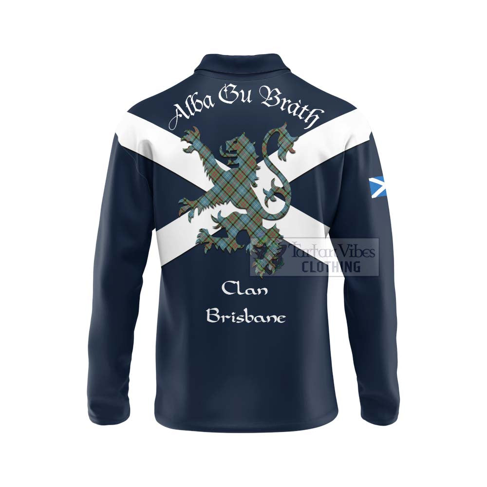 Tartan Vibes Clothing Brisbane Tartan Lion Rampant Long Sleeve Polo Shirt – Proudly Display Your Heritage with Alba Gu Brath and Clan Name