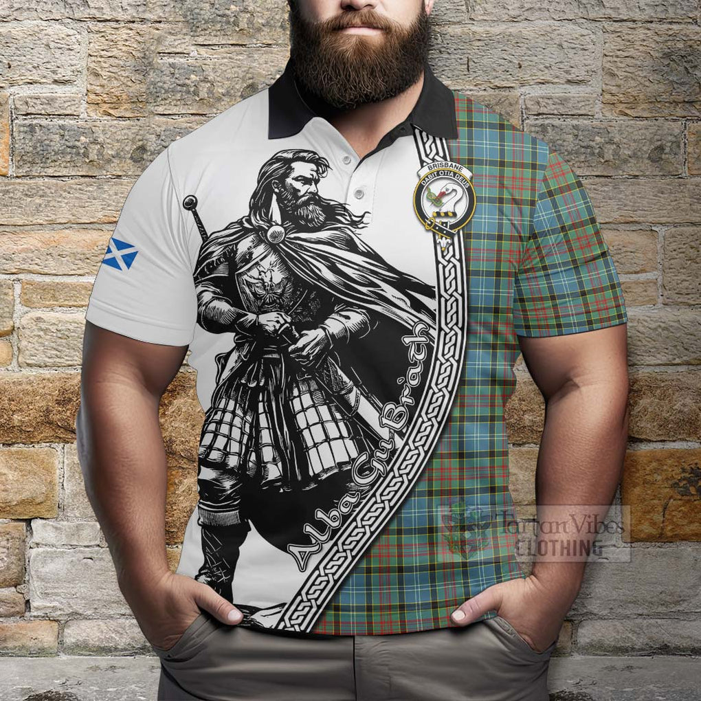 Tartan Vibes Clothing Brisbane Tartan Clan Crest Polo Shirt with Highlander Warrior Celtic Style