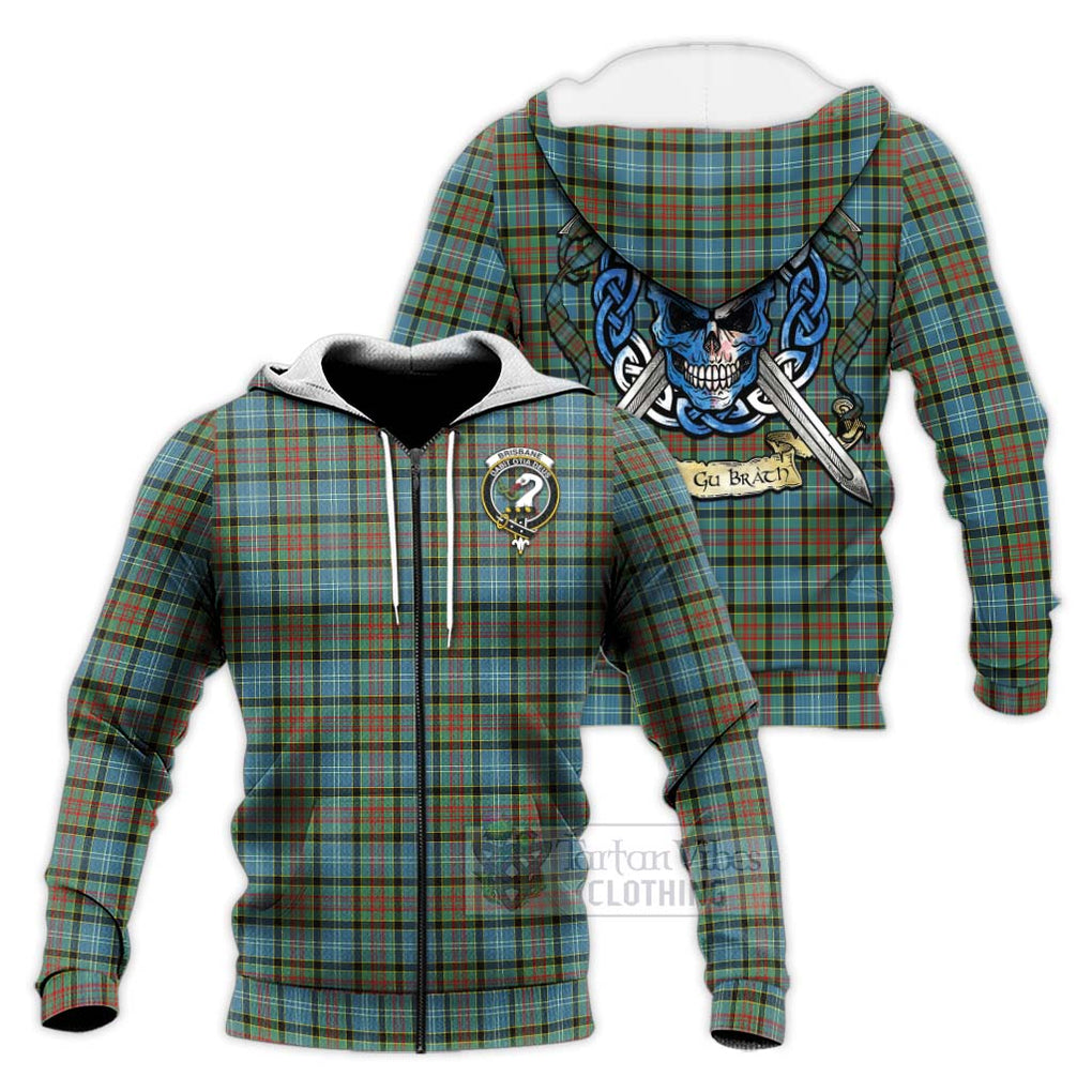 Tartan Vibes Clothing Brisbane Tartan Knitted Hoodie with Family Crest Celtic Skull Style