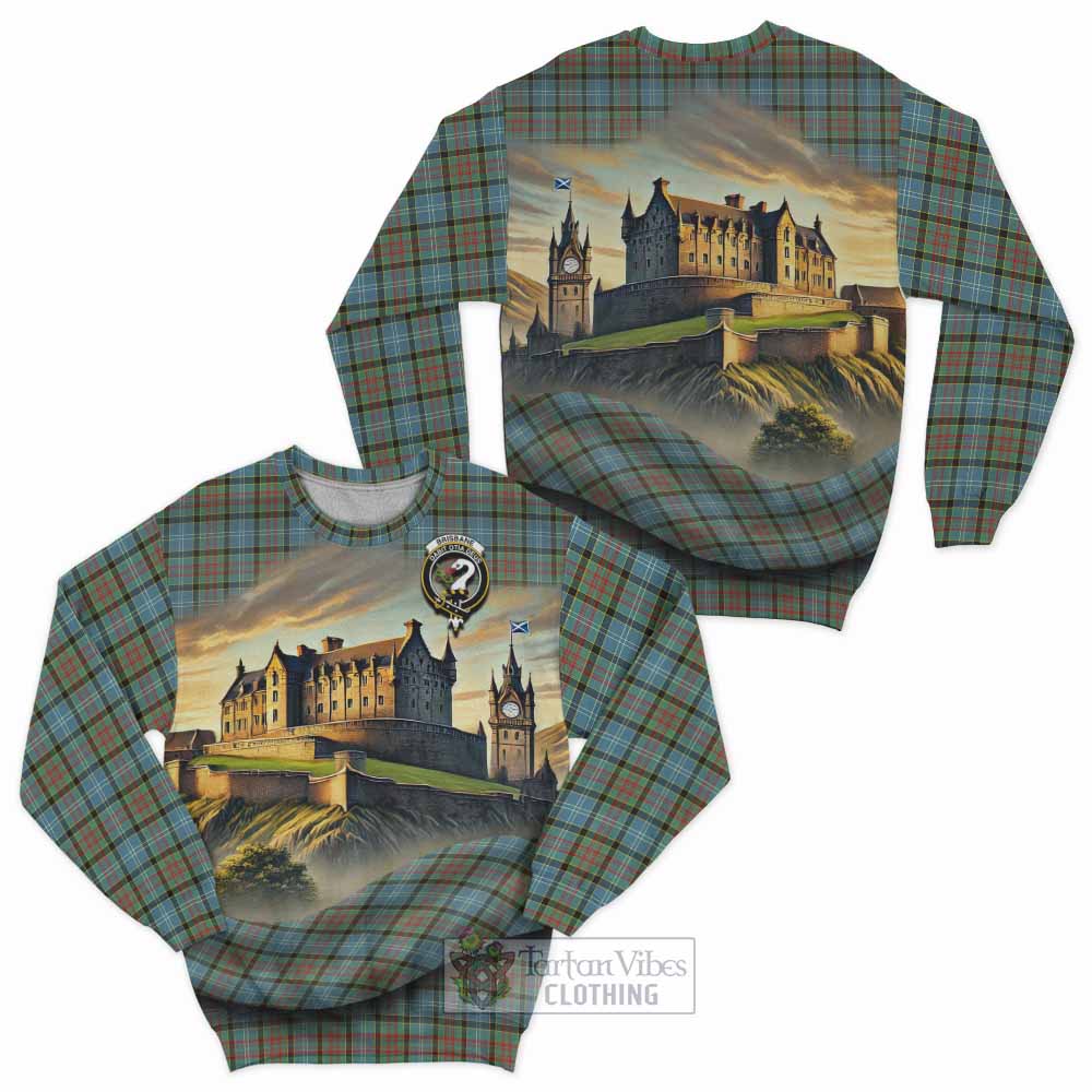 Brisbane Tartan Family Crest Sweatshirt with Scottish Ancient Castle Style - Tartan Vibes Clothing