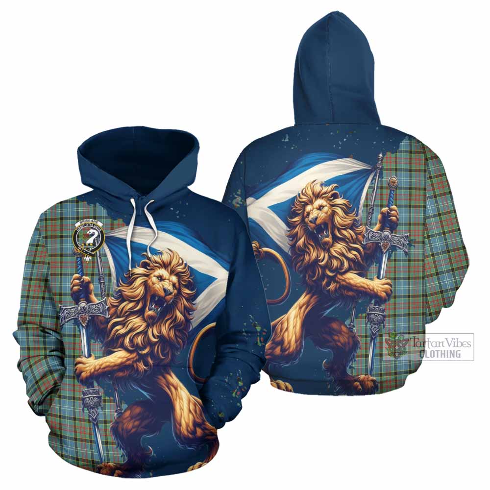 Brisbane Tartan Family Crest Hoodie with Scottish Majestic Lion