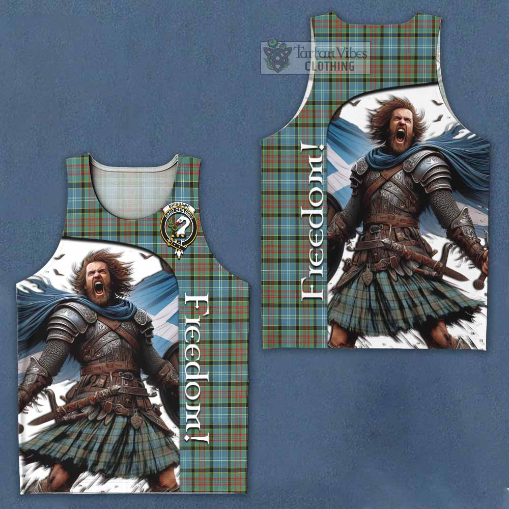 Tartan Vibes Clothing Brisbane Crest Tartan Men's Tank Top Inspired by the Freedom of Scottish Warrior