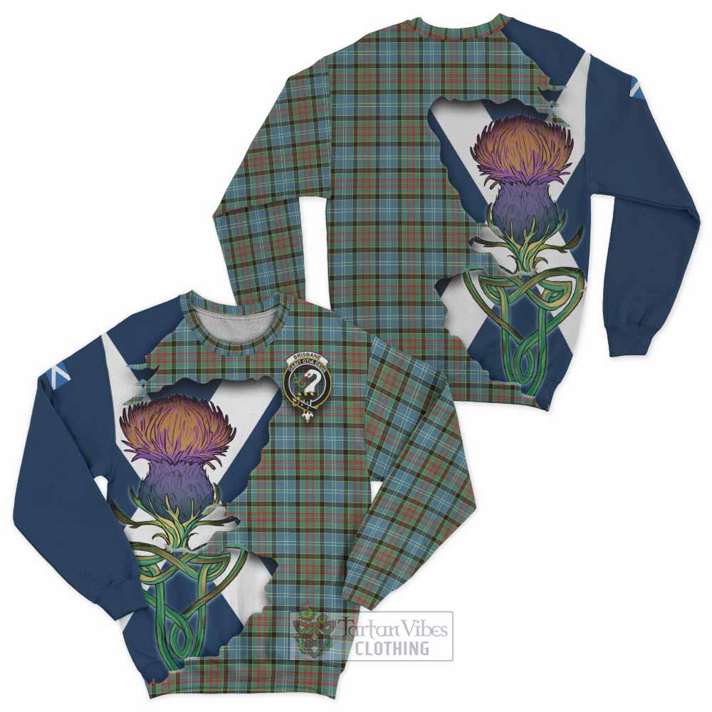 Brisbane Tartan Family Crest Sweatshirt Scottish Thistle Celtic Inspired - Tartan Vibes Clothing
