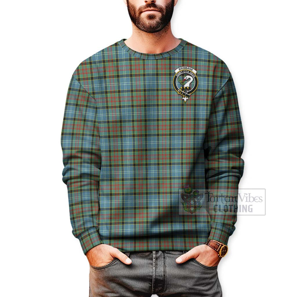 Tartan Vibes Clothing Brisbane Tartan Sweatshirt with Family Crest and Bearded Skull Holding Bottles of Whiskey