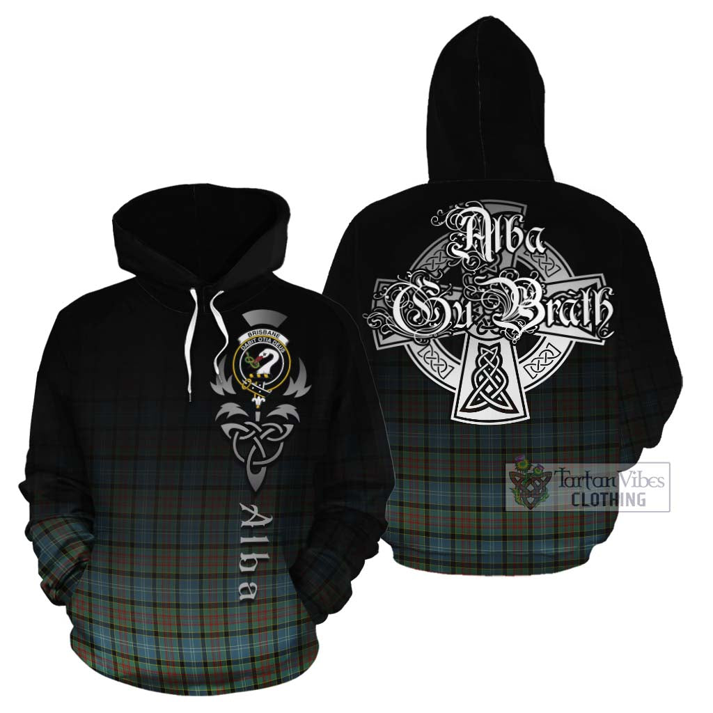 Tartan Vibes Clothing Brisbane Tartan Cotton Hoodie Featuring Alba Gu Brath Family Crest Celtic Inspired