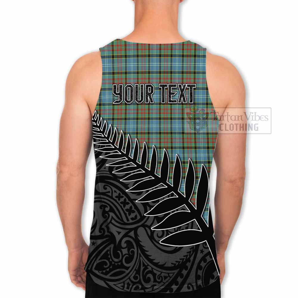 Tartan Vibes Clothing Brisbane Crest Tartan Men's Tank Top with New Zealand Silver Fern Half Style