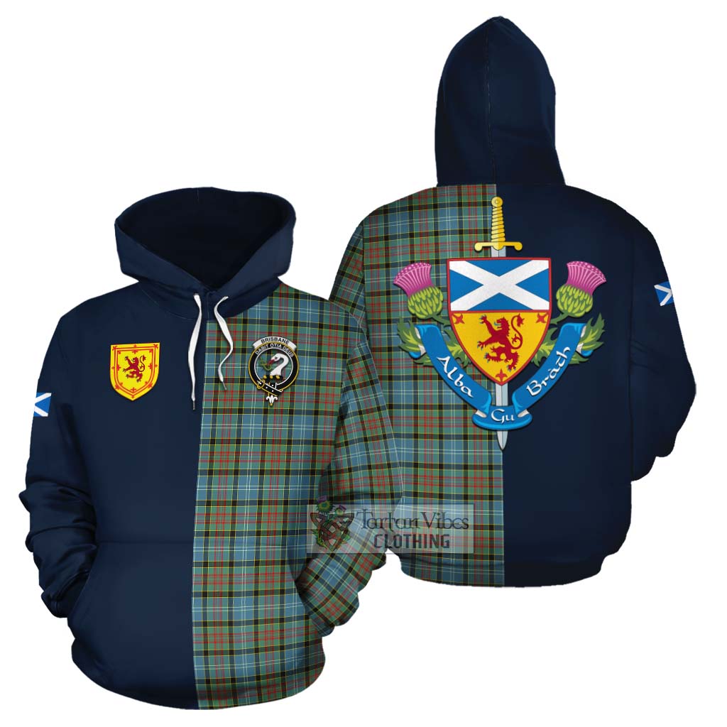 Tartan Vibes Clothing Brisbane Tartan Cotton Hoodie Alba with Scottish Lion Royal Arm Half Style