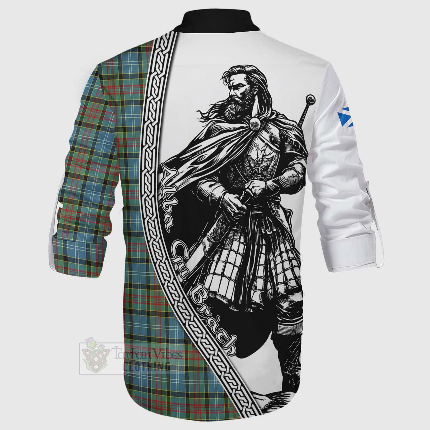 Tartan Vibes Clothing Brisbane Tartan Clan Crest Ghillie Kilt Shirt with Highlander Warrior Celtic Style