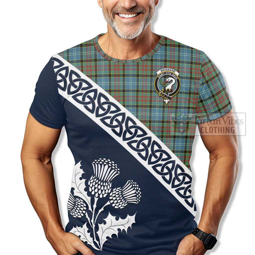 Brisbane Tartan T-Shirt Featuring Thistle and Scotland Map