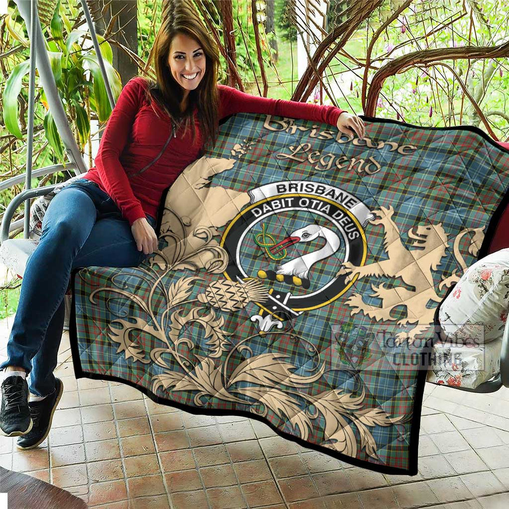 Tartan Vibes Clothing Brisbane Tartan Quilt with Family Crest and Scottish Symbol Style