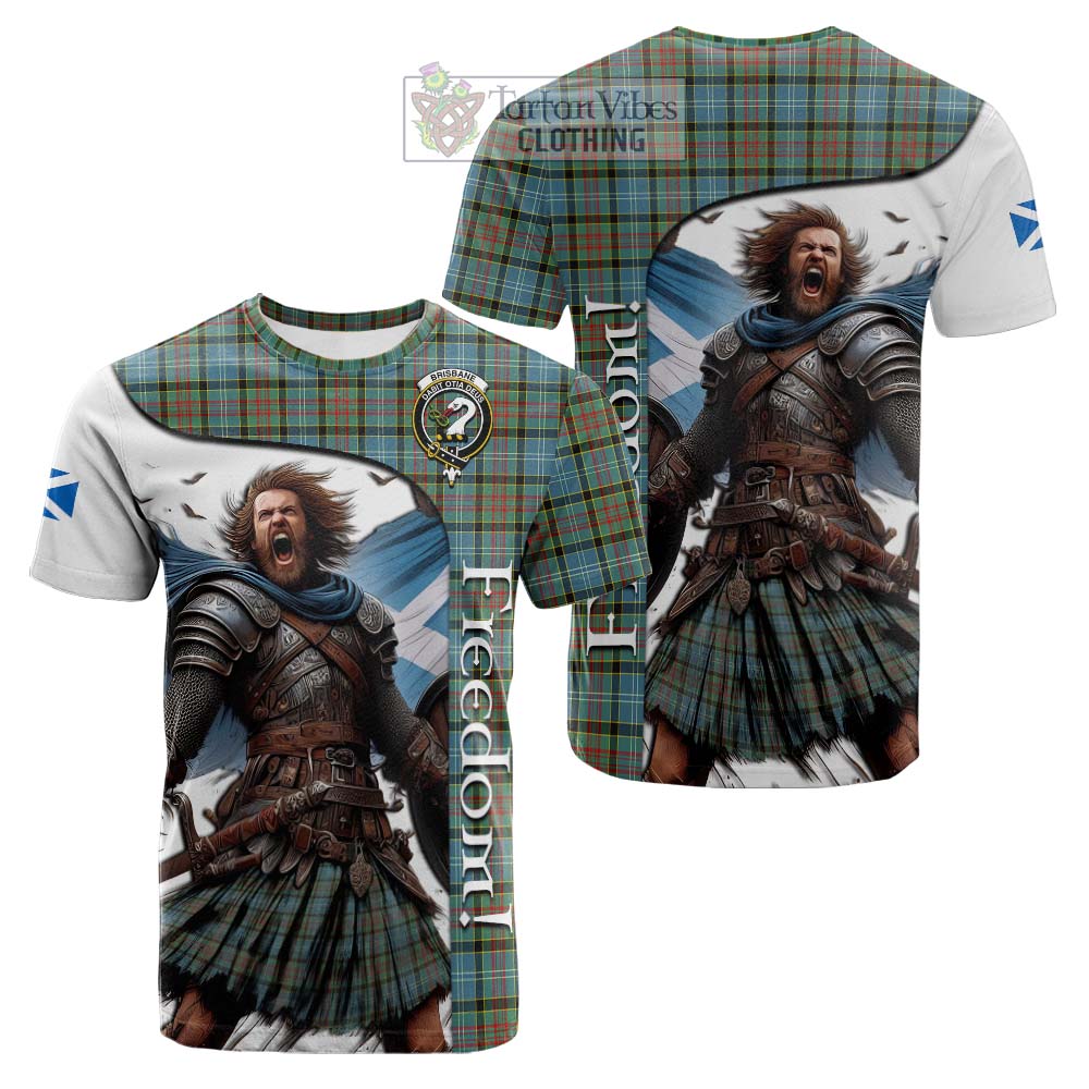 Tartan Vibes Clothing Brisbane Crest Tartan Cotton T-shirt Inspired by the Freedom of Scottish Warrior