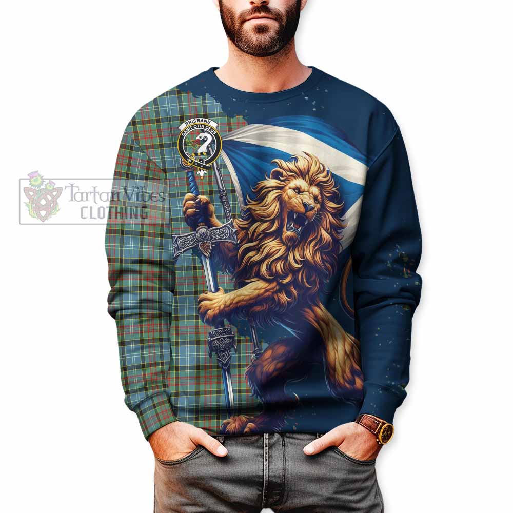 Tartan Vibes Clothing Brisbane Tartan Family Crest Sweatshirt with Scottish Majestic Lion