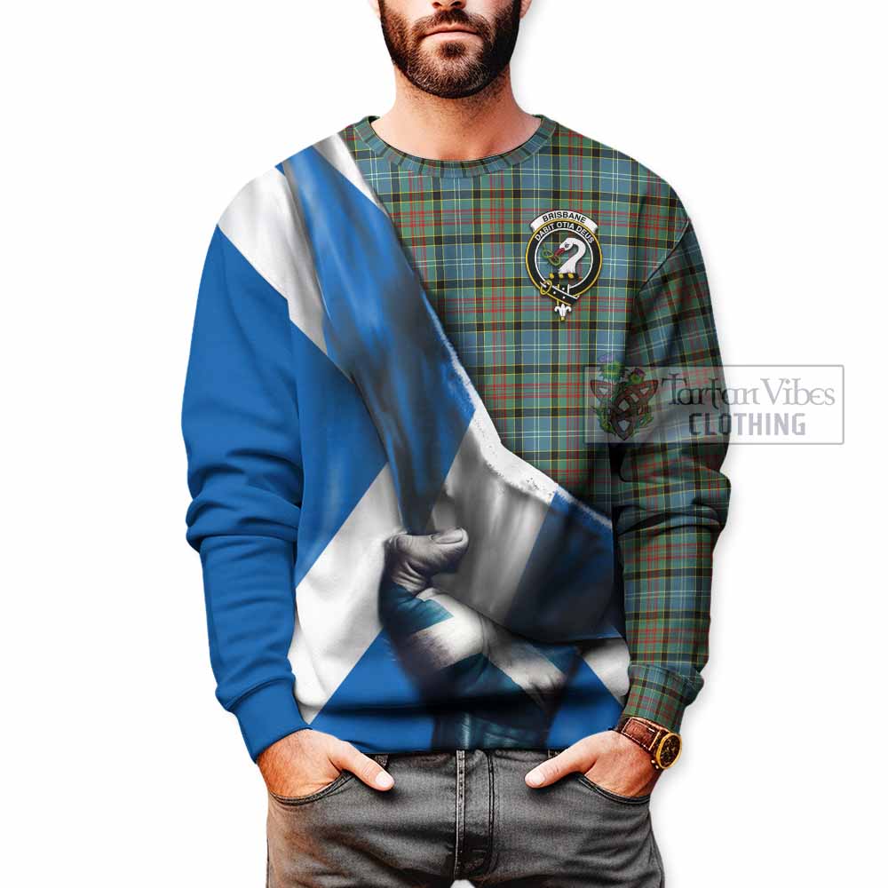 Tartan Vibes Clothing Brisbane Tartan Sweatshirt with Family Crest Scotland Patriotic Style